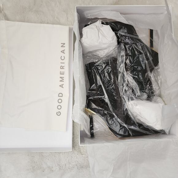 NEW Good American Chocolate Neoprene High Kickstand Heeled Ankle Boot - Picture 6 of 8